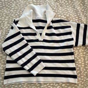 Mango striped collared sweater cropped size large